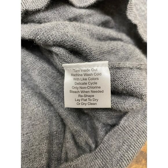 Joseph Abboud Merino Wool Sweater 2XLT Gray V-Neck Lightweight Pullover Casual - Picture 5 of 7